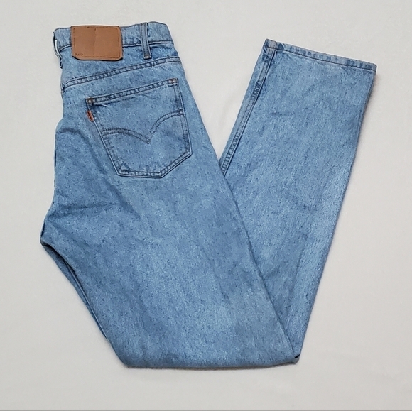 VINTAGE 1997 Levi's 505 Orange Tab Grunge Regular Straight Leg Light Wash Jeans - Picture 4 of 14